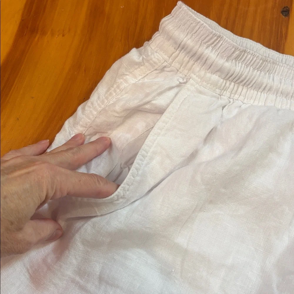 VILEBREQUIN 5X White Pacha Wide-Leg 100% Linen Drawstring Trousers